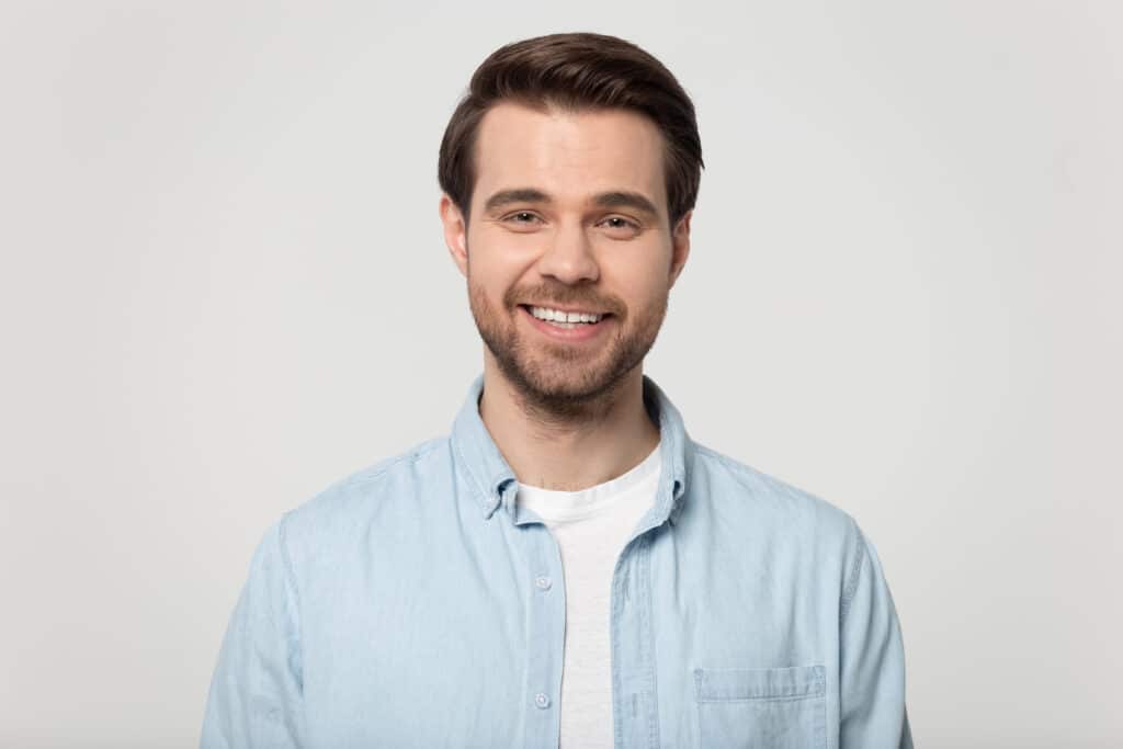 Headshot,Portrait,Of,Happy,Millennial,Man,In,Casual,Clothes,Isolated