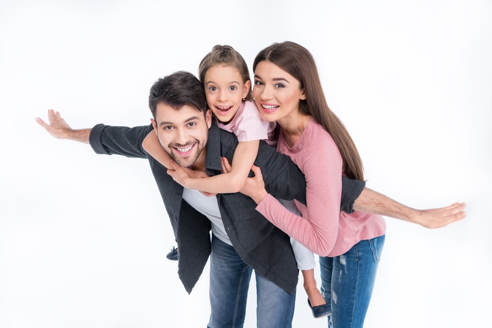 Happy,Young,Family,With,One,Child,Having,Fun,Together,Isolated